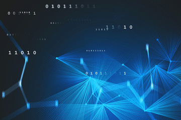 Abstract blue digital network interface