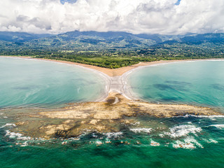 Aerial view National Park Punta Uvita Beautiful beach tropical forest pacific coast Costa Rica...
