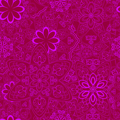     Bright colorful combination of abstract flowers in a seamless pattern