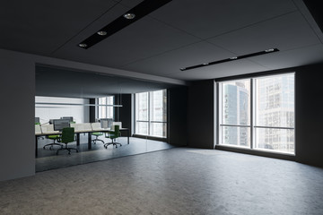 Obraz na płótnie Canvas Gray and glass open space office hall