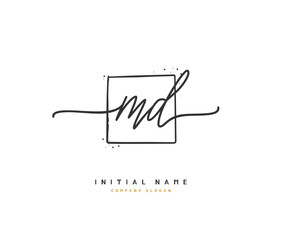 M D MD Beauty vector initial logo, handwriting logo of initial signature, wedding, fashion, jewerly, boutique, floral and botanical with creative template for any company or business.