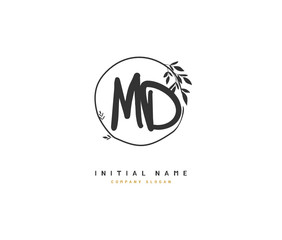 M D MD Beauty vector initial logo, handwriting logo of initial signature, wedding, fashion, jewerly, boutique, floral and botanical with creative template for any company or business.