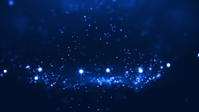 Blue cinematic particles Abstract motion