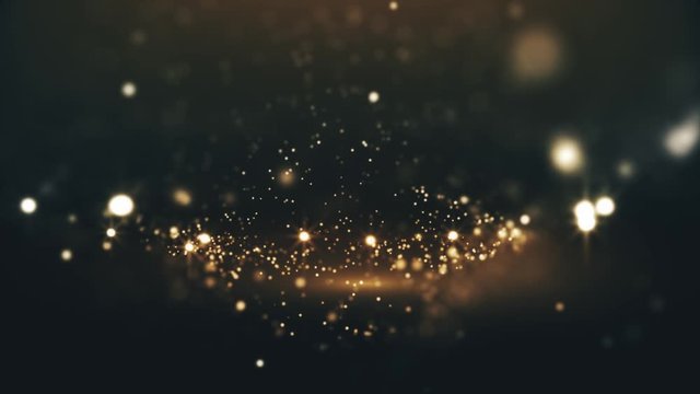 bright golden wave particles in the dark background loop 4k