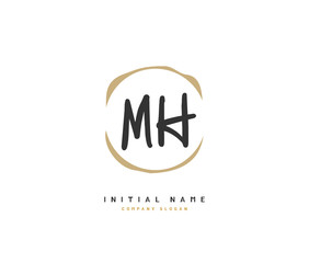 M H MH Beauty vector initial logo, handwriting logo of initial signature, wedding, fashion, jewerly, boutique, floral and botanical with creative template for any company or business.