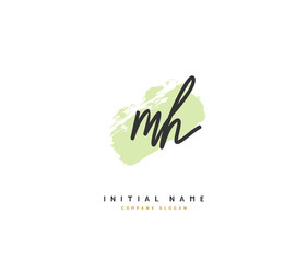 M H MH Beauty vector initial logo, handwriting logo of initial signature, wedding, fashion, jewerly, boutique, floral and botanical with creative template for any company or business.