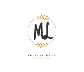 M L ML Beauty vector initial logo, handwriting logo of initial signature, wedding, fashion, jewerly, boutique, floral and botanical with creative template for any company or business.