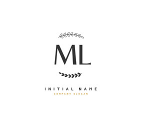 M L ML Beauty vector initial logo, handwriting logo of initial signature, wedding, fashion, jewerly, boutique, floral and botanical with creative template for any company or business.