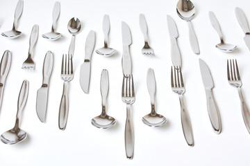 Kitchen knifes, spoons and forks. Cutlery