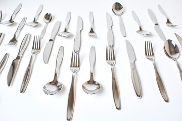 Kitchen knifes, spoons and forks. Cutlery
