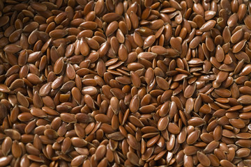 Closeup of brown flax seed