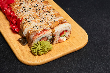 Set of Japaneese rolls with tuna. Philadelphia. Rolls with Red Fish.