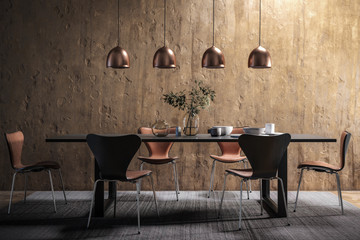 Dining Room Set in Contemporary Copper Design - 3d visualization