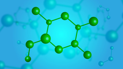 Molecular structure, 3d rendering, medical, chemical, biological science and technology concept creative map