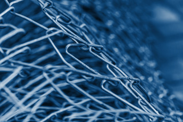 classic blue Pantone 2020. top view, . lattice netting in construction. close-up of the lattice