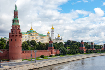 Moscow. Russia. Temples on the territory of the Kremlin. Towers of the Moscow Kremlin. Tours in the...