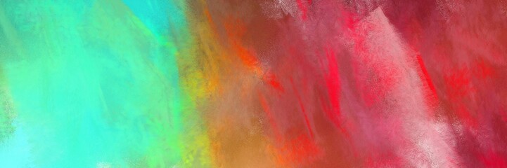 old color brushed vintage texture with moderate red, medium aqua marine and turquoise colors. distressed old textured background with space for text or image. can be used as header or banner