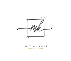 M K MK Beauty vector initial logo, handwriting logo of initial signature, wedding, fashion, jewerly, boutique, floral and botanical with creative template for any company or business.