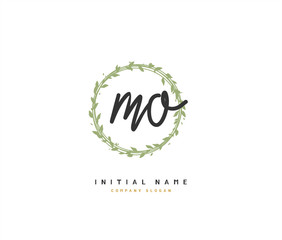 M O MO Beauty vector initial logo, handwriting logo of initial signature, wedding, fashion, jewerly, boutique, floral and botanical with creative template for any company or business.