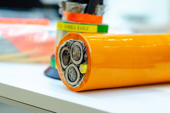 Close-up of multi core high-voltage cable.