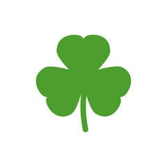 Green Shamrock illustration isolated on white. Clover three leaf flower. St Patrick day vector.