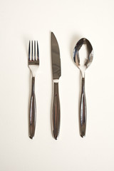 Kitchen knifes, spoons and forks. Cutlery