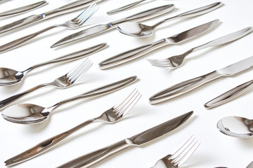 Kitchen knifes, spoons and forks. Cutlery