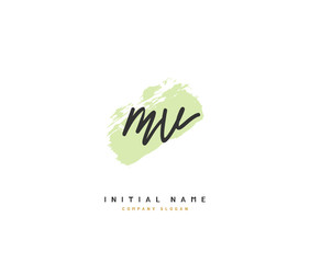 M V MV Beauty vector initial logo, handwriting logo of initial signature, wedding, fashion, jewerly, boutique, floral and botanical with creative template for any company or business.
