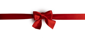 Red ribbon bow isolated on white