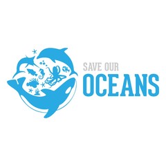 Save our ocean style design logo vector