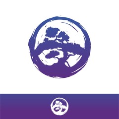 Bonsai vector logo design illustration