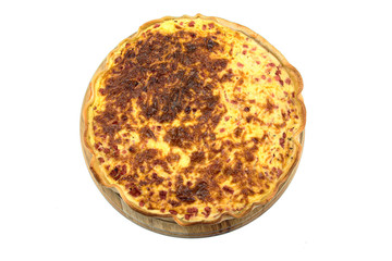 quiche lorraine on a white background
