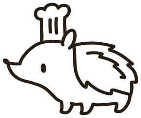 ハリネズミのコックさん(白黒) © mocha