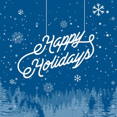 Naklejka na ściany i meble Abstract vector illustration of winter with text happy holidays