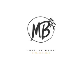 M B MB Beauty vector initial logo, handwriting logo of initial signature, wedding, fashion, jewerly, boutique, floral and botanical with creative template for any company or business.