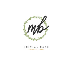 M B MB Beauty vector initial logo, handwriting logo of initial signature, wedding, fashion, jewerly, boutique, floral and botanical with creative template for any company or business.