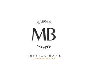M B MB Beauty vector initial logo, handwriting logo of initial signature, wedding, fashion, jewerly, boutique, floral and botanical with creative template for any company or business.