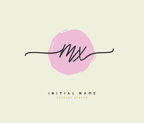 M X MX Beauty vector initial logo, handwriting logo of initial signature, wedding, fashion, jewerly, boutique, floral and botanical with creative template for any company or business.