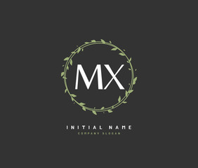 M X MX Beauty vector initial logo, handwriting logo of initial signature, wedding, fashion, jewerly, boutique, floral and botanical with creative template for any company or business.