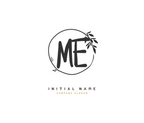 M E ME Beauty vector initial logo, handwriting logo of initial signature, wedding, fashion, jewerly, boutique, floral and botanical with creative template for any company or business.