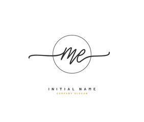 M E ME Beauty vector initial logo, handwriting logo of initial signature, wedding, fashion, jewerly, boutique, floral and botanical with creative template for any company or business.
