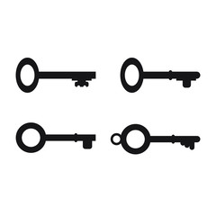 Black key icon isolated on white background. vector illustration