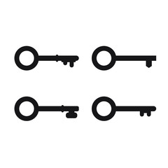 Black key icon isolated on white background. vector illustration