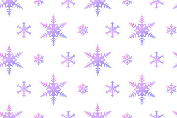 Christmas seamless gradient pattern with snowflakes on white background.