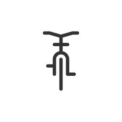 Bicycle front view vector outline style icon. Marking of public transport stops.