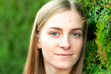 Naklejka premium Portrait of a young beautiful girl