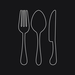 Knife, fork and spoon icon. white background, vector icon illustration