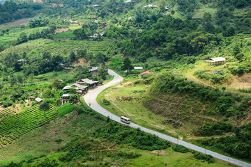 Fototapeta na wymiar Mountain road of Sapa, Vietnam