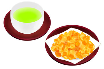 おかき　お茶