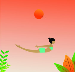 Salabhasana yoga poses vector illustration